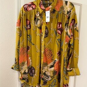 Free People Marigold Floral Button-Up Shirt - oversized